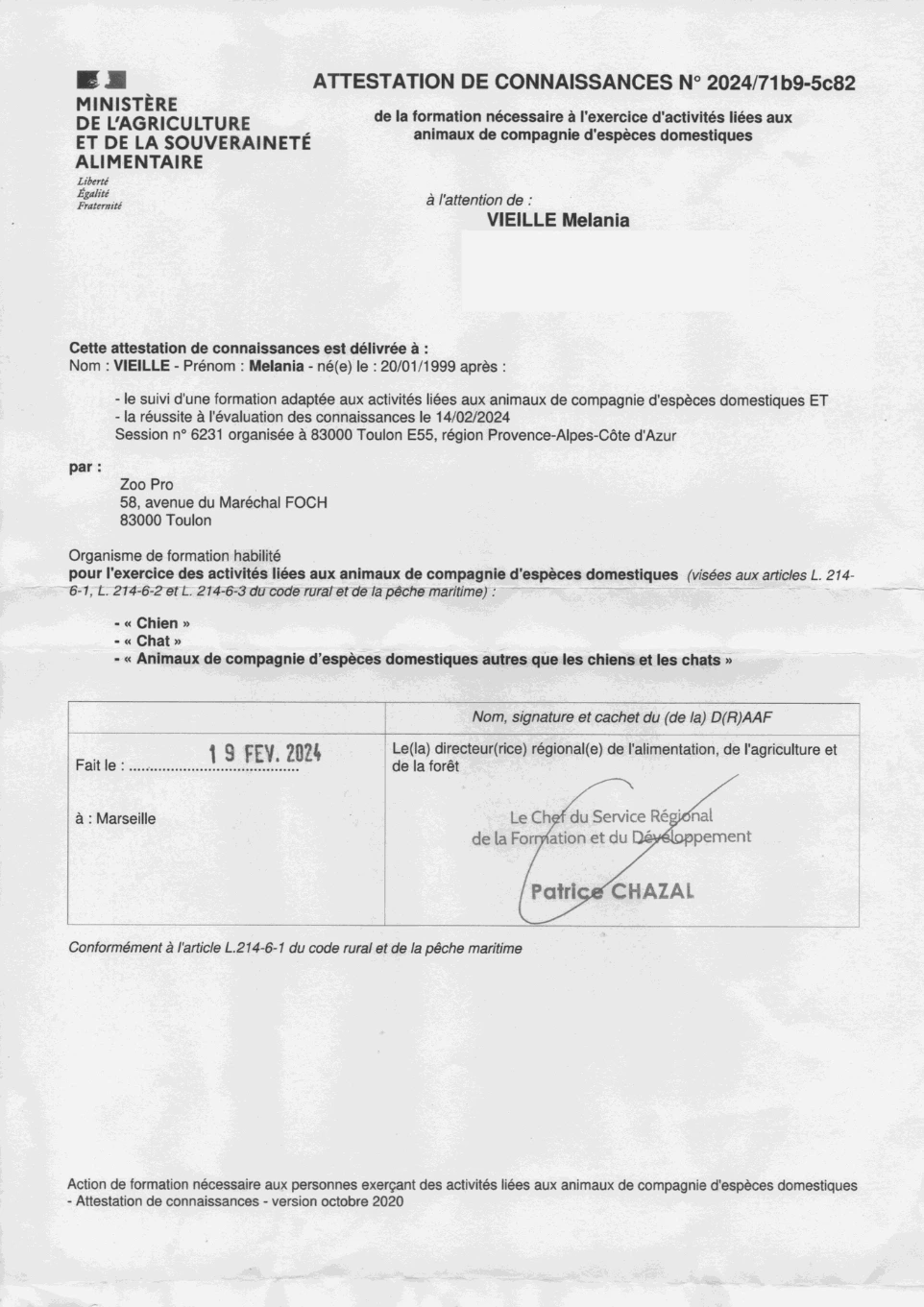 certificat